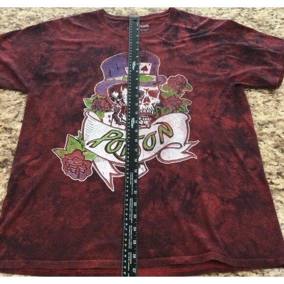 Poison T-Shirt Men’s Size L Red Retro Dragging the Cat Across America 1987 Tour - Picture 7 of 8